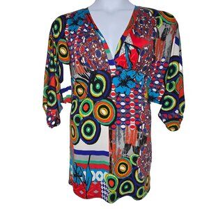 Vintage Y2K True Light USA Womens Large Top Shirt Babydoll Artsy Dolman Sleeves